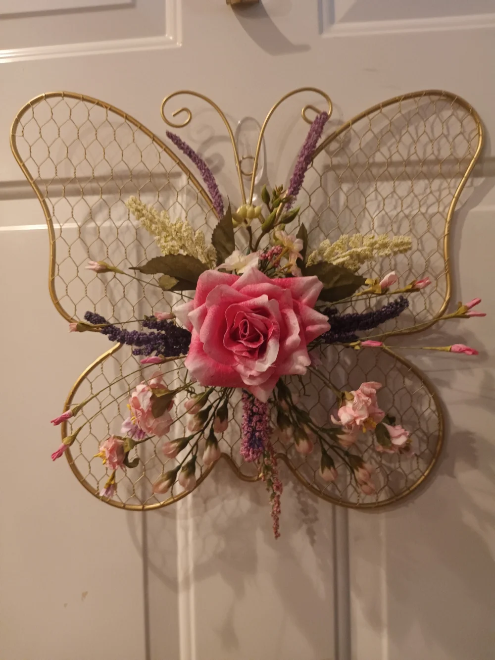 Decorative Custom CreateButterfly Wall Accent with Pink Rose and Lavender Sprays